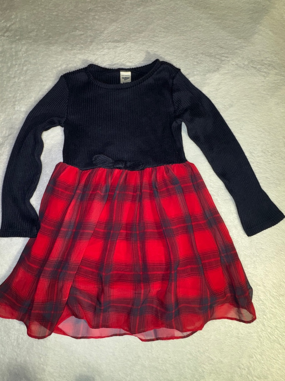 OshKosh B'gosh Navy Top with Red Plaid Skirt Holiday Dress